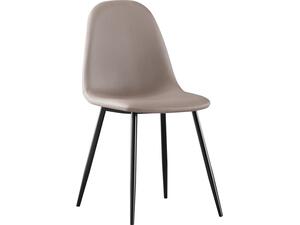 CELINA Καρέκλα Μέταλλο Βαφή Μαύρο, Pvc Cappuccino (σετ 4 τεμαχίων) (ΕΜ907,3ΜP)