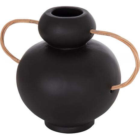 ΔΙΑΚΟΣΜΗΤΙΚΟ ΒΑΖΟ MIBO HM4688.01S ΤΕΡΑΚΟΤΑ ΜΑΥΡH--ΧΕΡΟΥΛΙΑ ΦΥΣΙΚΟ RATTAN 27x15x20Υεκ