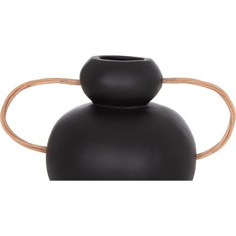 ΔΙΑΚΟΣΜΗΤΙΚΟ ΒΑΖΟ MIBO HM4688.01S ΤΕΡΑΚΟΤΑ ΜΑΥΡH--ΧΕΡΟΥΛΙΑ ΦΥΣΙΚΟ RATTAN 27x15x20Υεκ