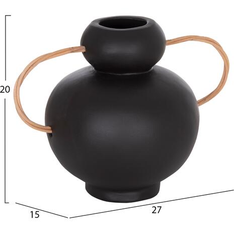 ΔΙΑΚΟΣΜΗΤΙΚΟ ΒΑΖΟ MIBO HM4688.01S ΤΕΡΑΚΟΤΑ ΜΑΥΡH--ΧΕΡΟΥΛΙΑ ΦΥΣΙΚΟ RATTAN 27x15x20Υεκ