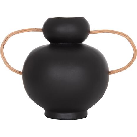 ΔΙΑΚΟΣΜΗΤΙΚΟ ΒΑΖΟ MIBO HM4688.01S ΤΕΡΑΚΟΤΑ ΜΑΥΡH--ΧΕΡΟΥΛΙΑ ΦΥΣΙΚΟ RATTAN 27x15x20Υεκ