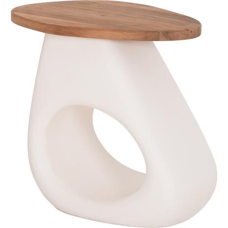 ΒΟΗΘΗΤΙΚΟ ΤΡΑΠΕΖΙ AIDA HM4692.02 FIBER CEMENT ΛΕΥΚΟ--ΞΥΛΟ TEAK TOP 47x60x59Υεκ