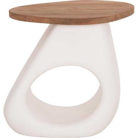 ΒΟΗΘΗΤΙΚΟ ΤΡΑΠΕΖΙ AIDA HM4692.02 FIBER CEMENT ΛΕΥΚΟ--ΞΥΛΟ TEAK TOP 47x60x59Υεκ