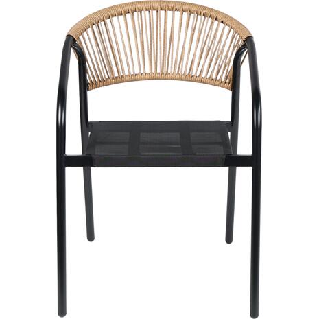 ΠΟΛΥΘΡΟΝΑ HOMAN HM6430.03 ΜΑΥΡΟ ΜΕΤΑΛΛΟ & TEXTILENE--ΜΠΕΖ P.E.RATTAN 53,5x62x75Υεκ