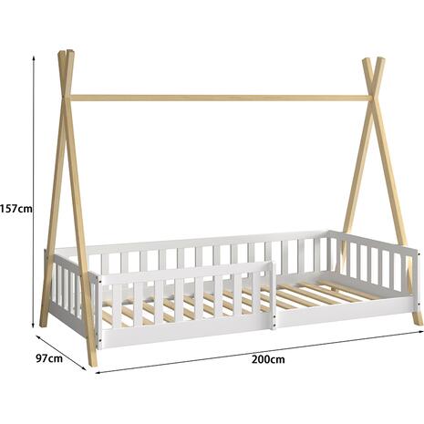 ΚΡΕΒΑΤΙ ΠΑΙΔΙΚΟ ΜΕ ΚΑΓΚΕΛΑ MUNK HM739.03 τ.MONTESSORI ΠΕΥΚΟ ΦΥΣΙΚΟ-ΛΕΥΚΟ--190x90εκ