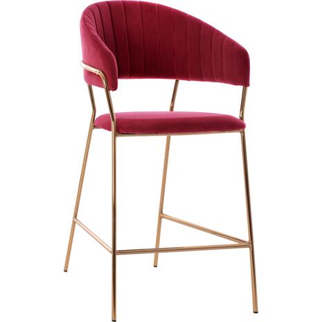 ΣΚΑΜΠΟ ΜΕΣ.ΥΨΟΥΣ THEODORE HM8734.06 ΒΕΛΟΥΔΟ ΚΟΚΚΙΝΟ--ΕΠΙΧΡΥΣΟΣ ΣΚΕΛΕΤΟΣ 60x55x100Yεκ (σετ 2 τεμαχίων)