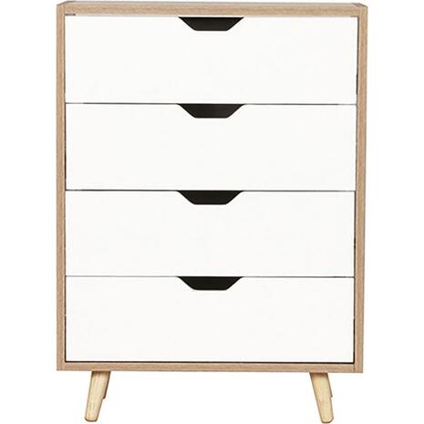 ALINA Συρταριέρα με 4 Συρτάρια Απόχρωση Sonoma - Άσπρο (Ε746,1)