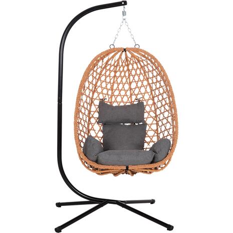 ΚΡΕΜΑΣΤΗ ΦΩΛΙΑ NESTA HM6468.05 ΜΑΥΡΟ ΜΕΤΑΛΛΟ--ΚΑΦΕ P.E.RATTAN 100x100x190Υεκ.