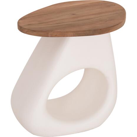 ΒΟΗΘΗΤΙΚΟ ΤΡΑΠΕΖΙ AIDA HM4692.02 FIBER CEMENT ΛΕΥΚΟ--ΞΥΛΟ TEAK TOP 47x60x59Υεκ