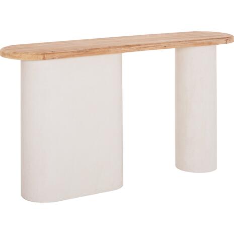 ΚΟΝΣΟΛΑ ΣΕΙΡΑ SANTORINI HM18338 ΤΟΠ ΞΥΛΟ ΕΛΑΤΟΥ-ΒΑΣΗ ΥΠΟΛΕΥΚΟ MDF 150x35x82Υεκ.