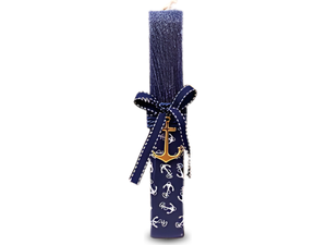 Λαμπάδα Deris Στρογγυλή Σε Υφασμάτινη Θήκη Και Μεταλλική Άγκυρα Μπλε Navy