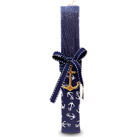 Λαμπάδα Deris Στρογγυλή Σε Υφασμάτινη Θήκη Και Μεταλλική Άγκυρα Μπλε Navy