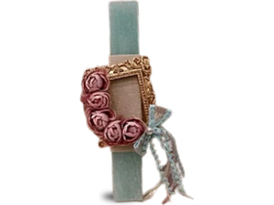 Λαμπάδα Deris Με Κορνίζα Και Τριαντάφυλλα Τιρκουάζ Πλακέ