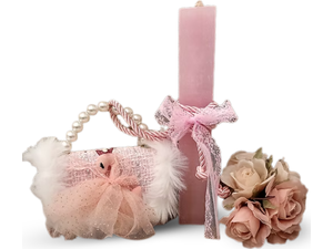 Λαμπάδα Deris Πλακέ Με Τσαντάκι Ροζ πλακέ