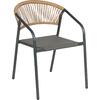 ΠΟΛΥΘΡΟΝΑ HOMAN HM6430.01 ΓΚΡΙ ΜΕΤΑΛΛΟ & TEXTILENE--ΜΠΕΖ P.E.RATTAN 53,5x62x75Υεκ