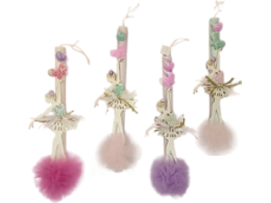 Λαμπάδα αρωματική πον-πον ξύλινη φιγούρα μπαλαρίνα (διάφορα χρώματα)