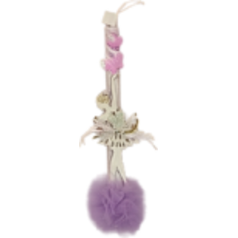 Λαμπάδα αρωματική πον-πον ξύλινη φιγούρα μπαλαρίνα (διάφορα χρώματα)