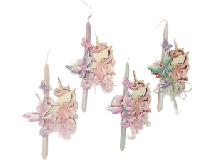 Λαμπάδα αρωματική ξύλινη φιγούρα μονόκερος (διάφορα χρώματα)