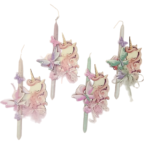 Λαμπάδα αρωματική ξύλινη φιγούρα μονόκερος (διάφορα χρώματα)