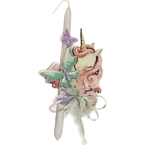 Λαμπάδα αρωματική ξύλινη φιγούρα μονόκερος (διάφορα χρώματα)