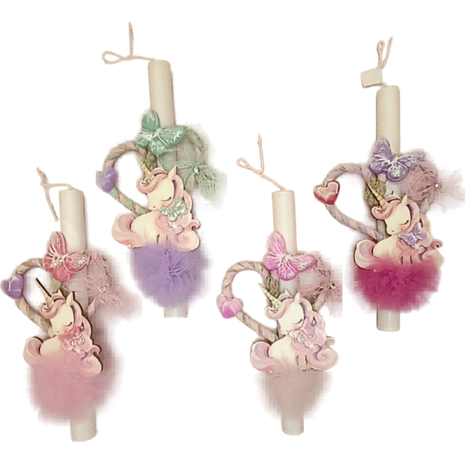 Λαμπάδα αρωματική ξύλινη φιγούρα μονόκερος (διάφορα χρώματα)