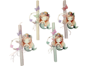 Λαμπάδα αρωματική ξύλινη φιγούρα γοργόνα (διάφορα χρώματα)