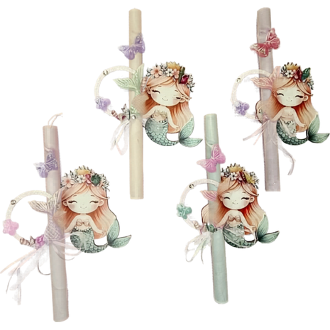 Λαμπάδα αρωματική ξύλινη φιγούρα γοργόνα (διάφορα χρώματα)