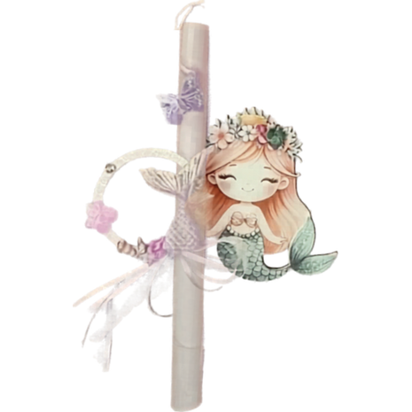 Λαμπάδα αρωματική ξύλινη φιγούρα γοργόνα (διάφορα χρώματα)