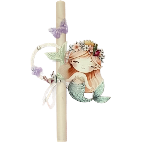 Λαμπάδα αρωματική ξύλινη φιγούρα γοργόνα (διάφορα χρώματα)