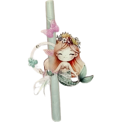 Λαμπάδα αρωματική ξύλινη φιγούρα γοργόνα (διάφορα χρώματα)