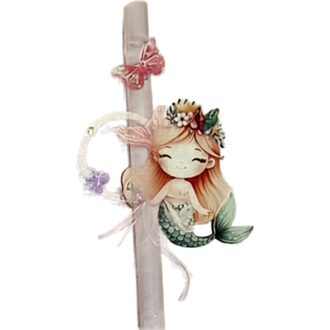 Λαμπάδα αρωματική ξύλινη φιγούρα γοργόνα (διάφορα χρώματα)