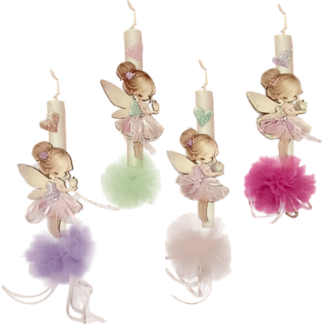 Λαμπάδα αρωματική πον-πον ξύλινη φιγούρα νεραϊδούλα (διάφορα χρώματα)