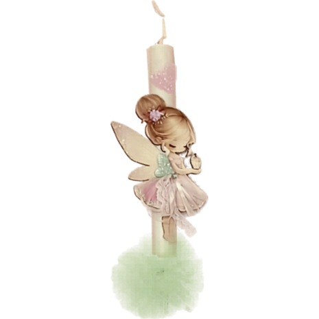 Λαμπάδα αρωματική πον-πον ξύλινη φιγούρα νεραϊδούλα (διάφορα χρώματα)