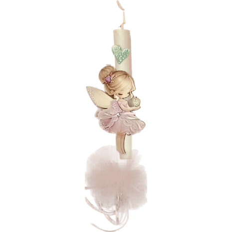 Λαμπάδα αρωματική πον-πον ξύλινη φιγούρα νεραϊδούλα (διάφορα χρώματα)