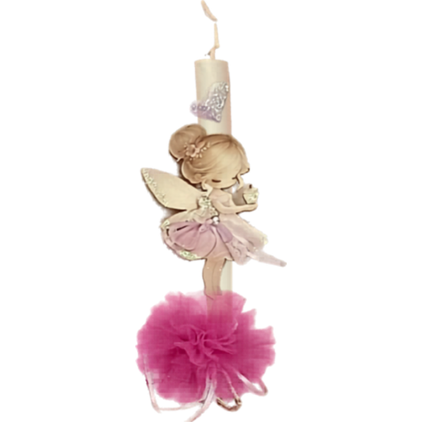 Λαμπάδα αρωματική πον-πον ξύλινη φιγούρα νεραϊδούλα (διάφορα χρώματα)