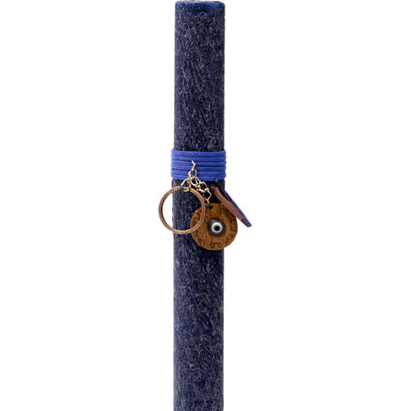 Λαμπάδα Deris Στρογγυλή Σαγρέ Με Μπρελόκ Ματάκι Μπλε Navy