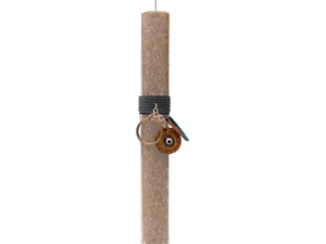 Λαμπάδα Πλακέ Deris Σαγρέ Με Μπρελόκ Ματάκι Εκρού