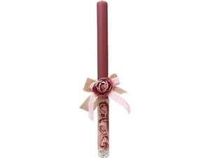 Λαμπάδα Deris Στρογγυλή Με Γυάλινο Σωλήνα Και Τριανταφυλάκια Σομόν