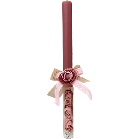 Λαμπάδα Deris Στρογγυλή Με Γυάλινο Σωλήνα Και Τριανταφυλάκια Σομόν