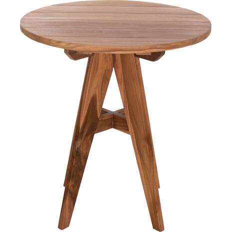 ΤΡΑΠΕΖΙ ΣΤΡΟΓΓΥΛΟ LEO HM9917 ΜΑΣΙΦ ΞΥΛΟ ΤΕΑΚ ΣΕ ΦΥΣΙΚΟ Φ70x75Υεκ.