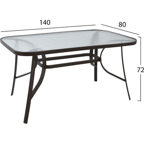 ΤΡΑΠΕΖΙ BRUNO 140Χ80Χ72Υεκ. ΚΑΦΕ ΜΕΤΑΛΛΙΚΟ ΜΕ ΓΥΑΛΙΝΗ ΕΠΙΦΑΝΕΙΑ HM5106.02