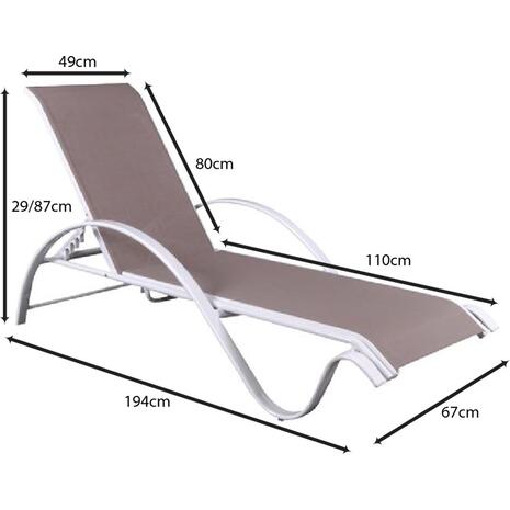 NEXT Ξαπλώστρα, Στοιβαζόμενη Αλουμίνιο Βαφή Άσπρο Textilene Cappuccino (Ε264,31)