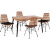 ΣΕΤ 5ΤΜΧ ALLEGRA WICKER ΜΕ ΤΡΑΠΕΖΙ 140X80Χ78Υ ΜΠΕΖ & ΜΑΥΡΟ ΧΡΩΜΑ HM10491