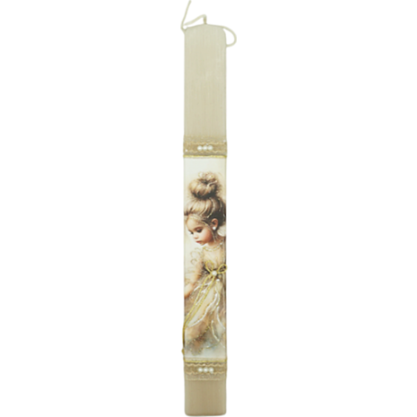 Λαμπάδα Dream Light πλακέ κοριτσάκι λιβελούλα εκρου