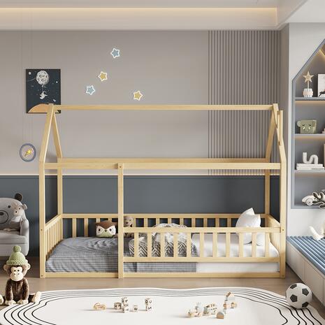 ΚΡΕΒΑΤΙ ΠΑΙΔΙΚΟ ΜΕ ΚΑΓΚΕΛΟ HOUSER HM706.01 τ.MONTESSORI ΞΥΛΟ ΠΕΥΚΟ ΦΥΣΙΚΟ-190x90εκ