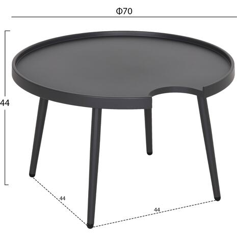 ΤΡΑΠΕΖΙ ΜΕΣΗΣ ΣΤΡΟΓΓΥΛΟ ΕΞ.ΧΩΡΟΥ TEROC HM6434.01 ΑΛΟΥΜΙΝΙΟ ΓΚΡΙ Φ70x44Υεκ
