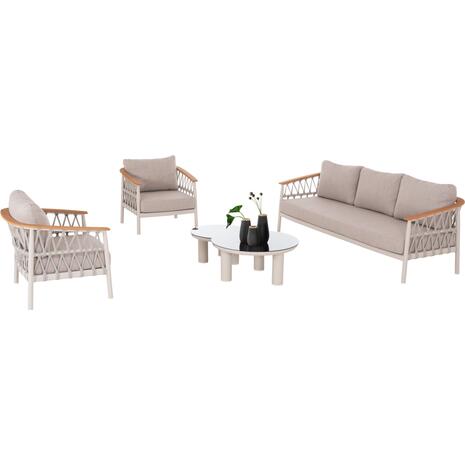 ΣΕΤ ΣΑΛΟΝΙ 5ΤΜΧ STREAM HM6426.02 ΚΡΕΜ ΑΛΟΥΜΙΝΙΟ--ΜΠΕΖ ΣΧΟΙΝΙ & OLEFIN