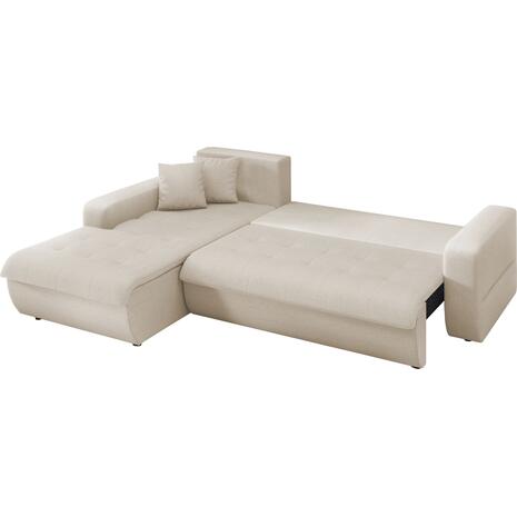 ΚΑΝΑΠΕΣ ΚΡΕΒΑΤΙ ΑΡΙΣΤΕΡΗ ΓΩΝΙΑ KANSO HM3338.03L ΜΠΕΖ ΥΦΑΣΜΑ 244x188x80Υεκ