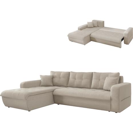 ΚΑΝΑΠΕΣ ΚΡΕΒΑΤΙ ΑΡΙΣΤΕΡΗ ΓΩΝΙΑ KANSO HM3338.03L ΜΠΕΖ ΥΦΑΣΜΑ 244x188x80Υεκ