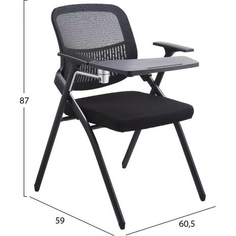 ΚΑΡΕΚΛΑ ΣΥΝΕΔΡΙΟΥ ΠΤΥΣΣΟΜΕΝΗ ΜΕ ΑΝΑΛΟΓΙΟ DENO HM1209.01 MESH ΥΦΑΣΜΑ ΜΑΥΡΟ 65x63x82Υεκ. (σετ 2 τεμαχίων)